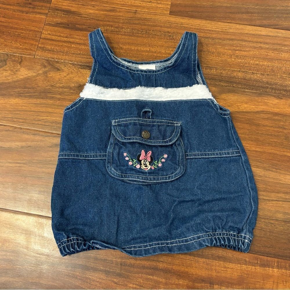 Disney Vintage Minnie Mouse Denim Embroidered Sleeveless Dress